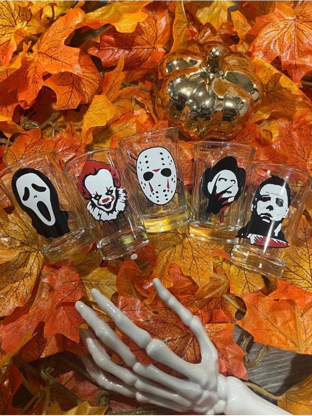 Halloween Monster Shot Glass Set: Horror Movie Theme (Set of 5)